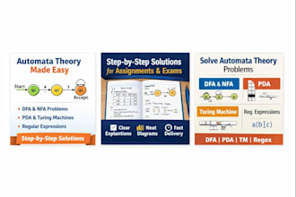 solve automata theory problems dfa nfa pda tm with explanation