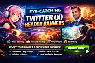 design twitter header banner cover profile anime twitch oversea gaming banner