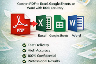pdf to word excel and google sheets expert
