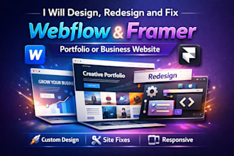 design, redesign and fix webflow framer portfolio or business website