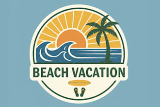 create colorful beach vacation logo for your company