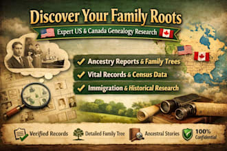 discover your family roots, expert US and canada genealogy research
