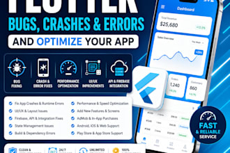 fix flutter bugs  crashes UI issues  optimize your app