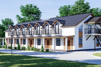 design terrace apartment, unit siteplan,facade elevation layout,urban landscape