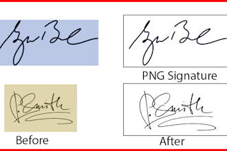 remove background of signature and deliver high resolution png