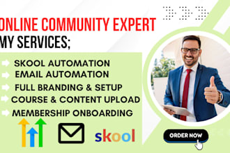 setup skool online community, skool community setup, skool community manager