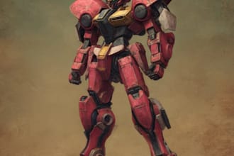 do anime style mecha robot illustrations