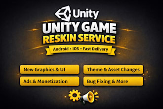 reskin unity games and do full unity game development