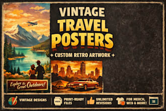 design travel poster vintage artwork retro style poster