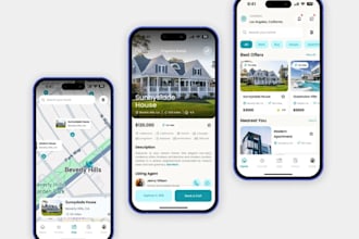 develop real estate app, hotel booking app, house renting website