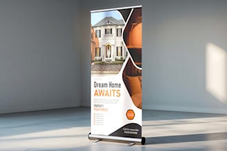 do branding roll up banner, pull up banner, retractable banner design