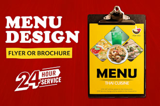 design restaurant cafe food menu, leaflet, trifold brochure, and TV screen menu