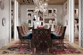 visualize 3d guest room, fine dining design, vip, realistic interior rendering
