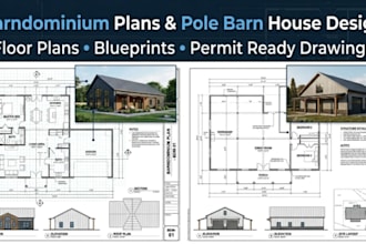 draw barndominium plans and pole barn house plan as your architect