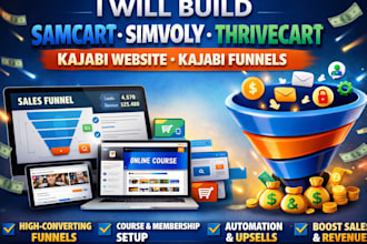 build high converting samcart simvoly thrivecart kajabi website kajabi funnels