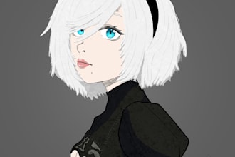 draw anime style bust or icon