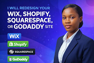 redesign your wix, shopify, squarespace, or godaddy site