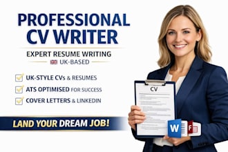 write a professional CV writer, expert CV resume, resume writing UK based