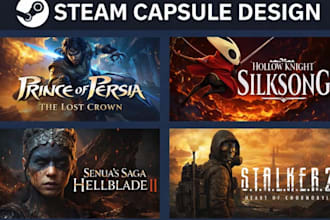 design steam capsule art game banner steam page cover art and store assets