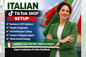 create italian tiktok shop setup, tiktok shop business and representative