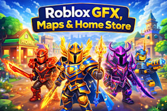 design a professional eye catching roblox gfx, roblox maps, homestore