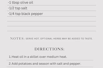 design clean, professional recipe cards in canva