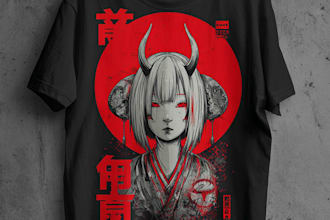 make a japanese t shirt illustration