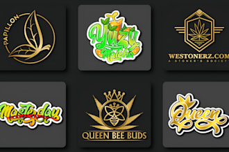 design a cannabis weed logo, typography emblem or monogram