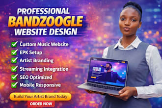 design a professional bandzoogle website, music website design, and complete art