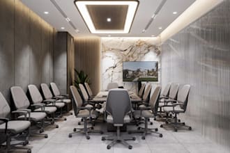 create 3d luxury office interior, conference room, meeting room,workspace design