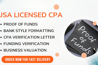 cpa proof of funds, proof of income, cpa notary comfort letter, w2 1099 409a dcf