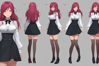 draw character sheet for your oc anime, waifu and husbando