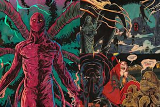 retro vintage comic book horror comic illustration 80s 90s pop art graphic novel