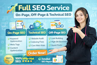 do complete SEO service including on page, off page and technical