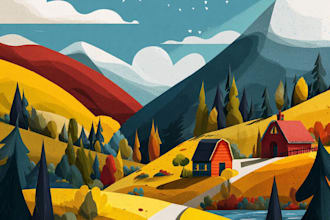 draw professional vector landscape illustration