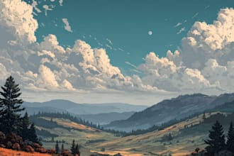 create flat landscape illustration of nature