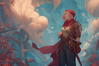 paint a character illustration in a fantasy world