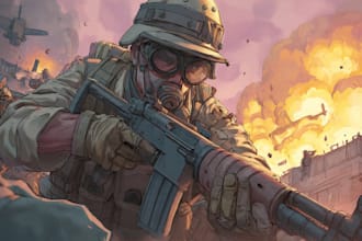 draw military themed illustrations and character