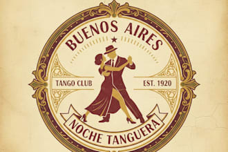 design an elegant vintage tango logo