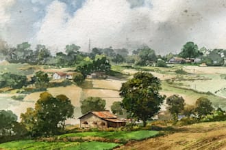 paint original watercolor landscape painting