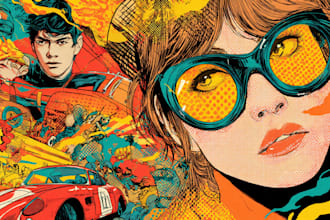 create cool retro comic art design illustration