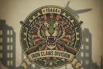 design a powerful vintage war logo