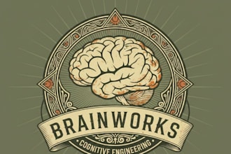 design a vintage brain logo with a classic retro style