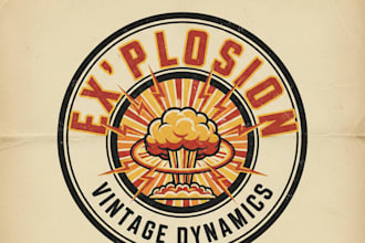 design a vintage explosion logo with a bold retro impact