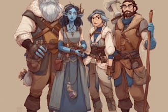 dnd party art or dnd character art