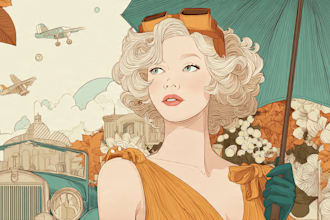 create vintage retro line art illustration