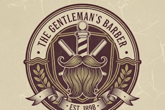 design a vintage beard logo with a classic barbershop style