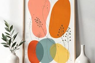 create abstract printable modern wall art for your etsy shop