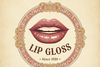 design a vintage lip gloss logo with a chic retro style
