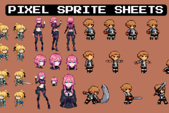 create pixel sprite sheets, pokemon style battle sprites, pixel game animation